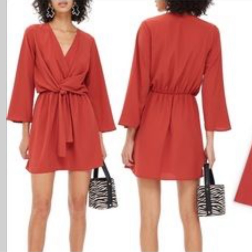 Topshop Tiffany Knot Dress - Rust